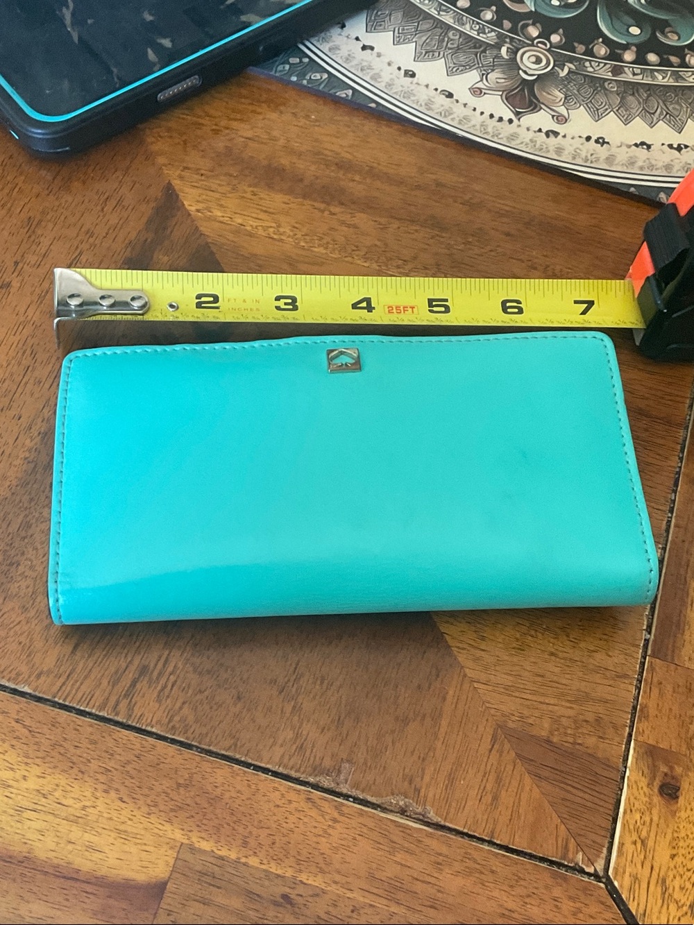 Turquoise Leather Continental Wallet